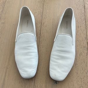 VINCE BRAY LEATHER SLIP-ON FLAT LOAFER WHITE SIZE 39